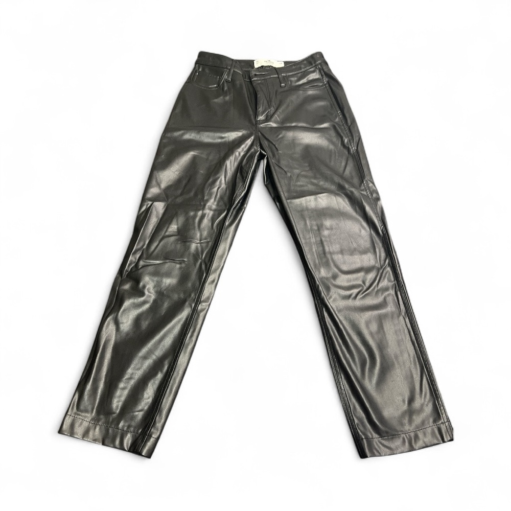 Hollister Black Ultra High-Rise Pants Black Faux Leather